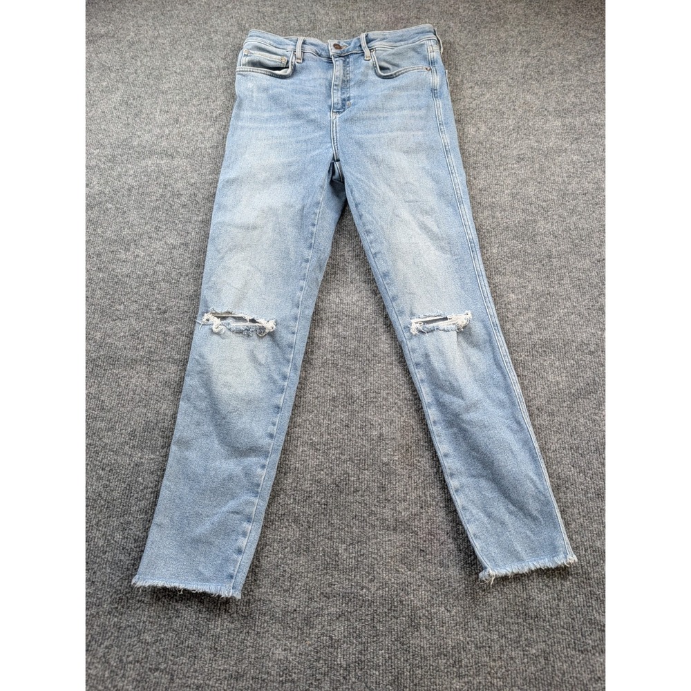 Free People High Rise Skinny Jeans Womens 30 Light Wash Distressed Raw Hem